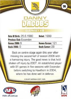 2007 Select AFL Supreme #96 Danny Jacobs Back